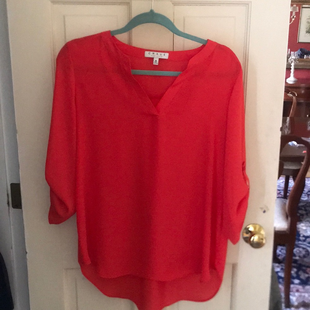 Coral sheer blouse